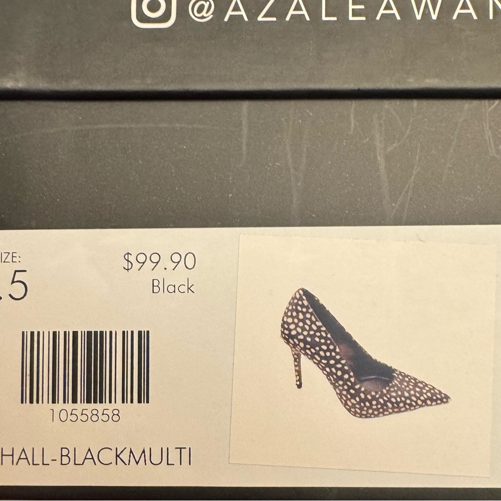 Azalea Wang Hall Black Multi Polka Dot Fur Haircalf Stiletto Pumps Heels - Picture 6 of 6